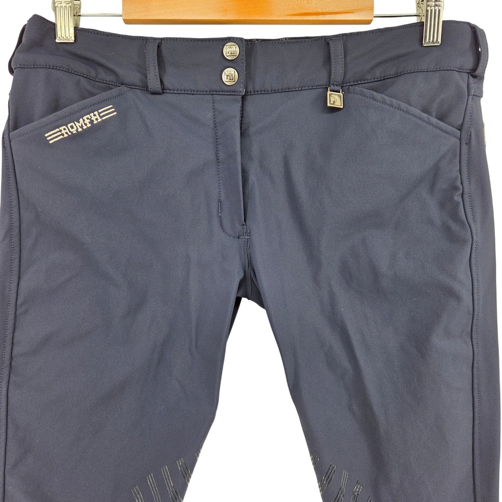 Romfh Sarafina Knee Grip Breeches 32R Navy Blue Equestrian Activewear - Picture 9 of 10